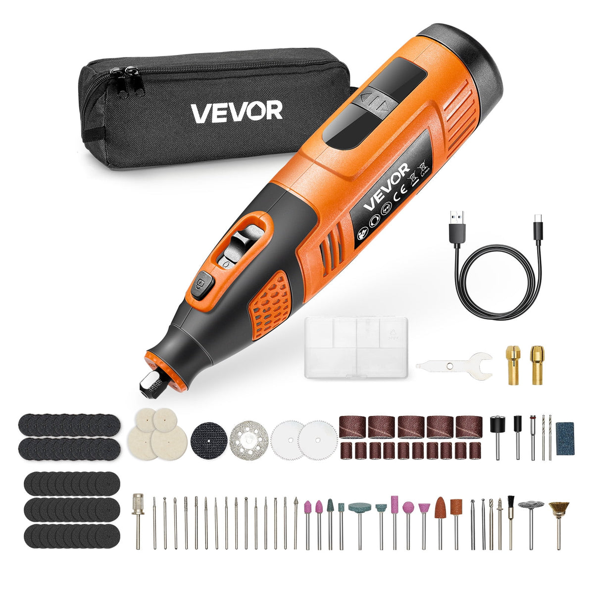 VEVOR 73-Piece Cordless Rotary Tool Kit, DC4V Portable Mini Power Rotary Tool, 5-Level Speed 7000-20000 RPM Multi-Purpose DIY Tools for Engraving, Sanding, Polishing, Carving, Cutting, DIY Crafts