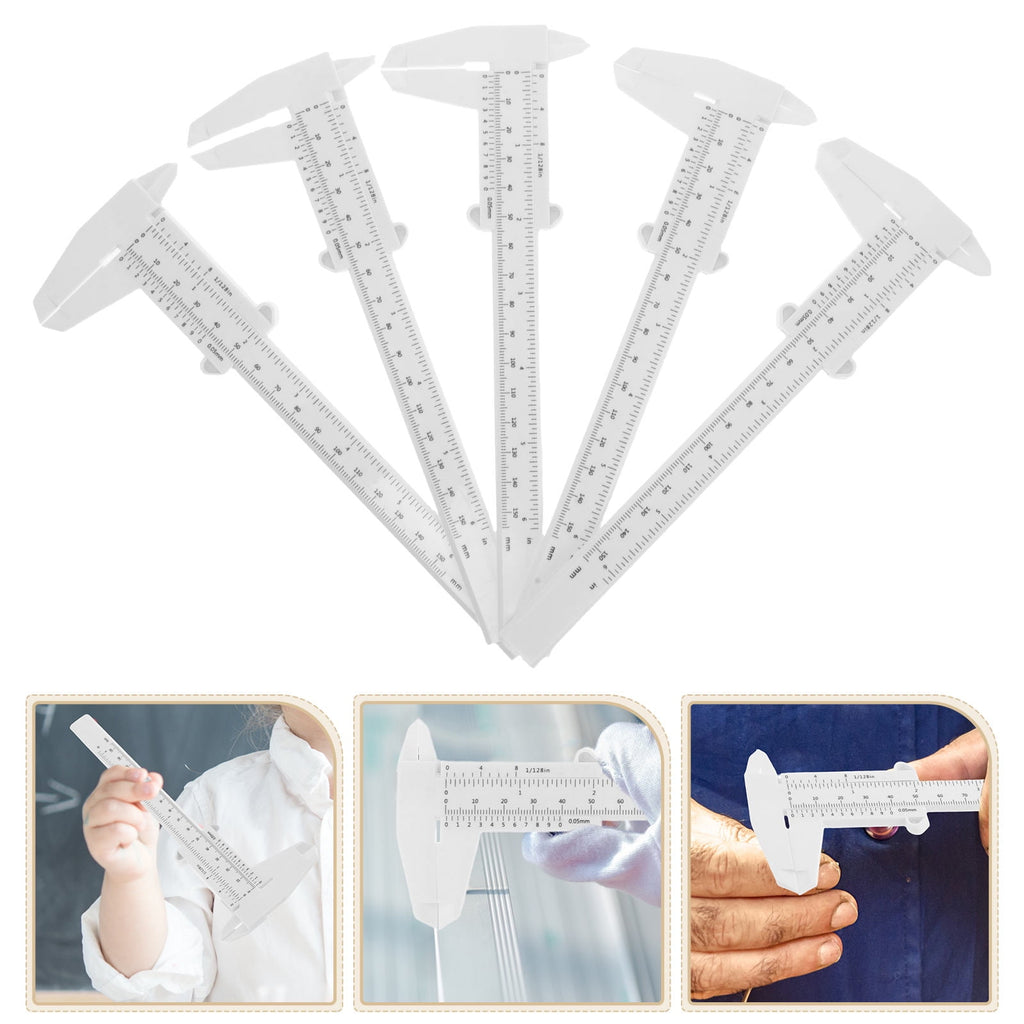 WEUVEB 5Pcs Plastic Vernier Calipers Portable Lightweight Measuring Tool with Vernier Scale
