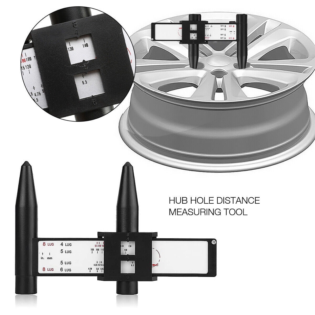 Wheel Rim Bolt Pattern Measuring Tool 4 5 6 8 Holes Sliding Caliper PCD Gauge