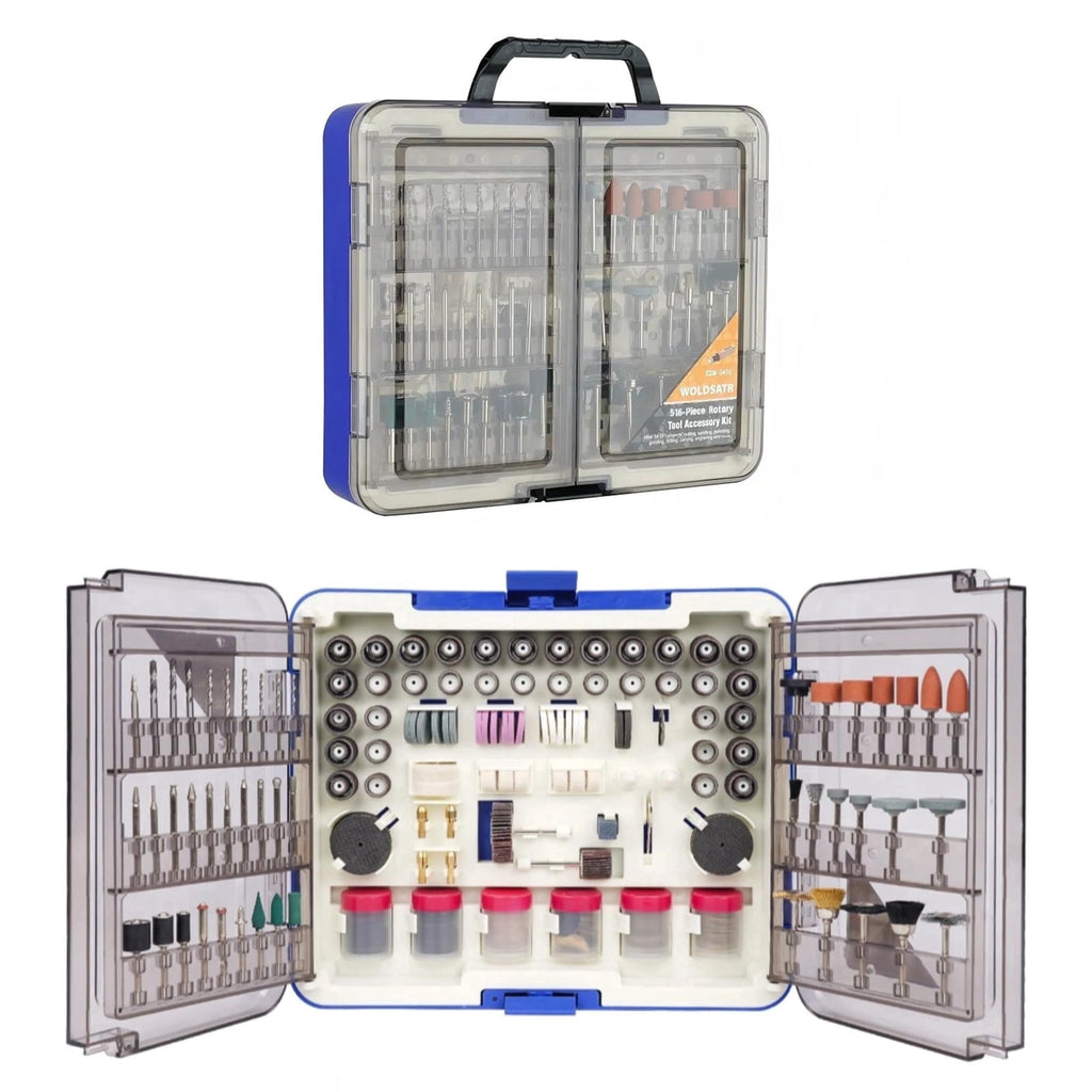 Woldsatr 516PCS Rotary Tool Kit, 1/8-in Shank, Sanding, Grinding, Carving, Polishing, Drilling, Storage Case