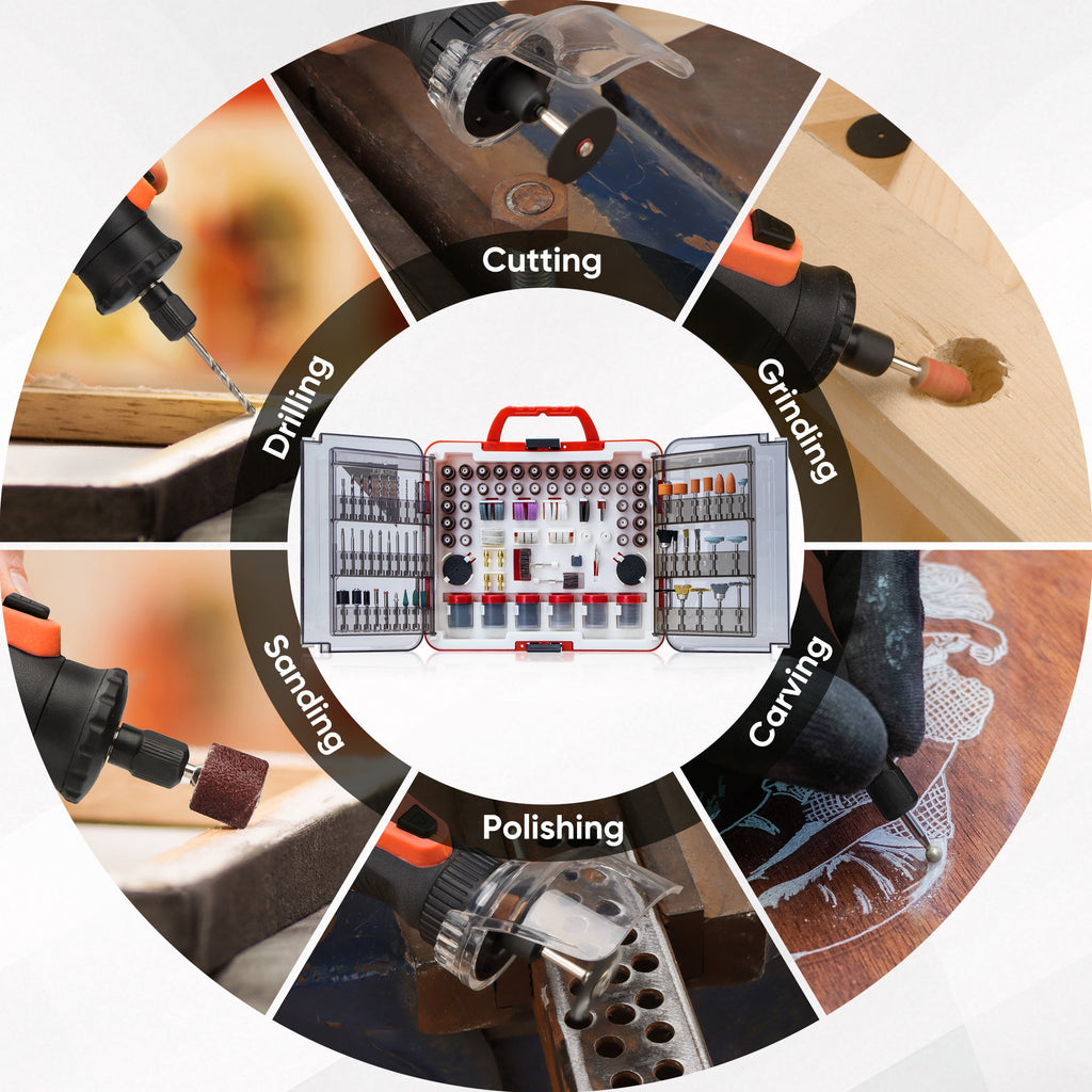 SHALL 508 Pcs Rotary Tool Accessories Kit, Rotary Tool Attachments with Carrying Case, Universal Rotary Tool Bits for Sanding, Cutting, Grinding, Drilling, Carving, Engraving, Polishing, Cleaning