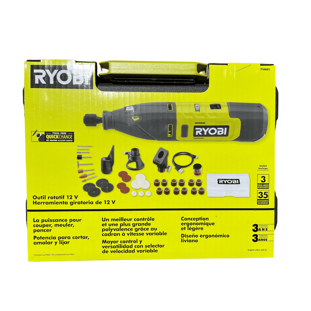 RYOBI 12V Cordless Rotary Tool Kit - TVM01