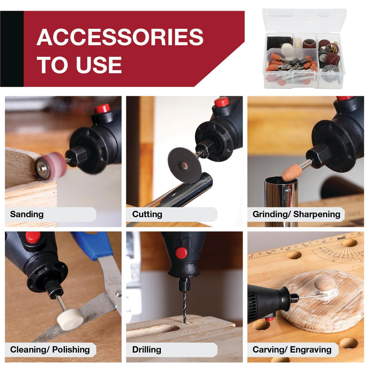 Hyper Tough 1.5 Amp Corded Rotary Tool, 120V Variable Speed with 105 Accessories and Storage Case