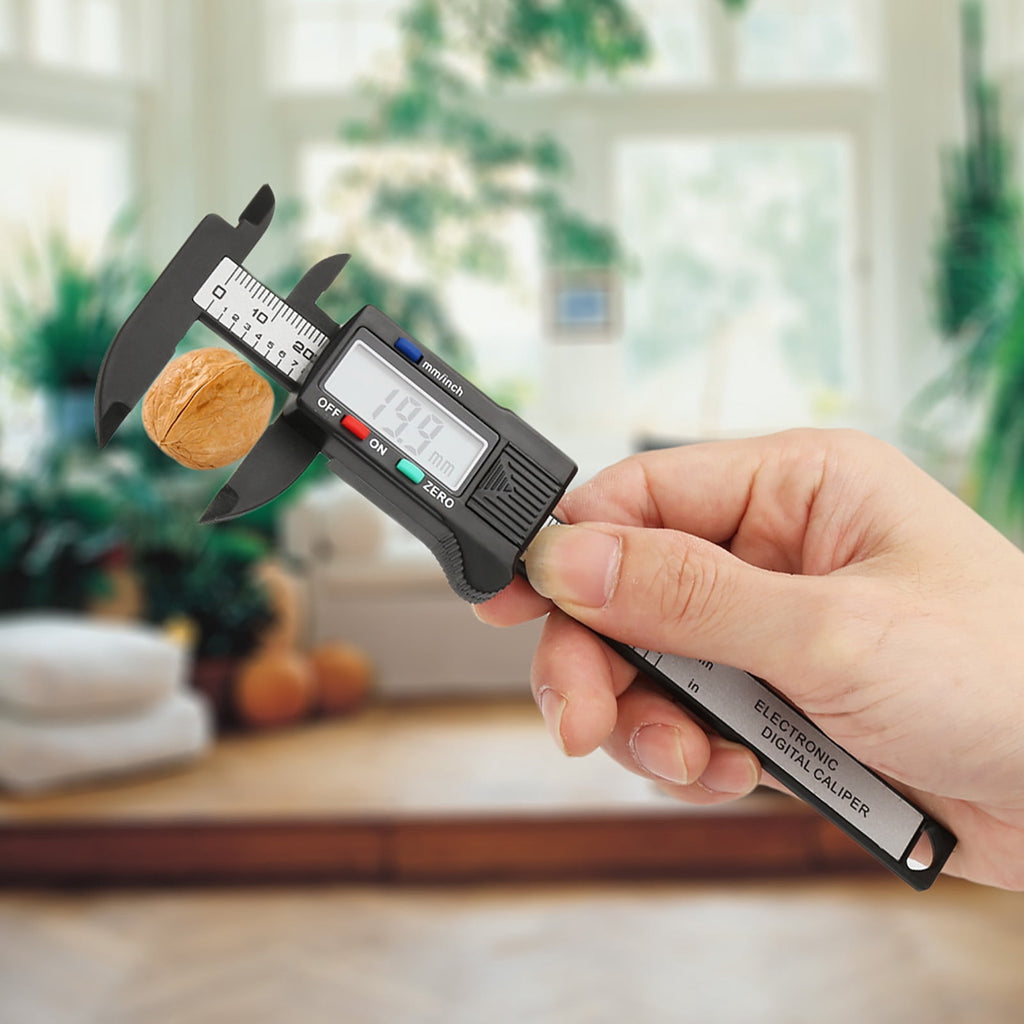 M Buder Practical 100 mm / 4 in Electronic Digital Vernier Caliper Measuring Tool With Large LCD Screen Display, Carbon Fiber Plastic, 0.1mm Resolution, Perfect For DIY & Jewelry (Without Battery)