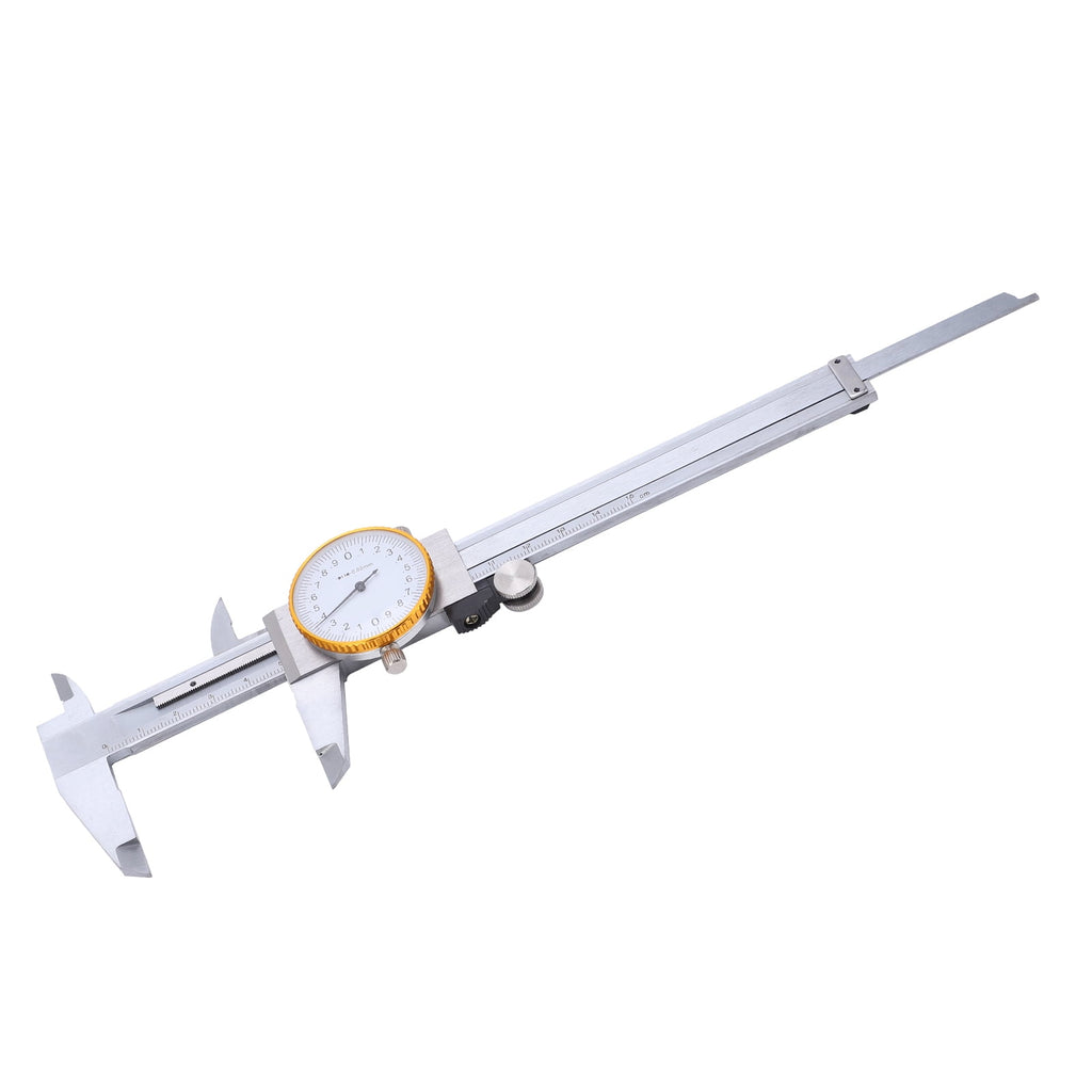 M Buder 0-150mm Dial Caliper Steel Shock-Proof Adjustable Vernier Caliper Measuring Tool with Depth Rod for Woodworking, Home Improvement & DIY, 6 inches / 150mm, Silver