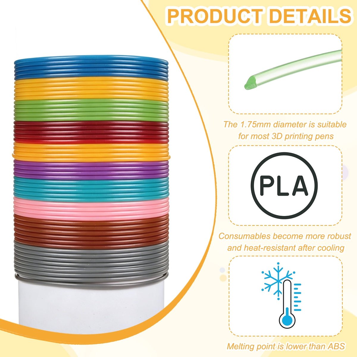 Uxcell 3D Pen Filament 6Pcs 1.75mm Total Length 196.8 Feet Transparent Green PLA, 3D Pen Filament Refills Low Warping, for Creating Pictures Printed Model Printing Pen