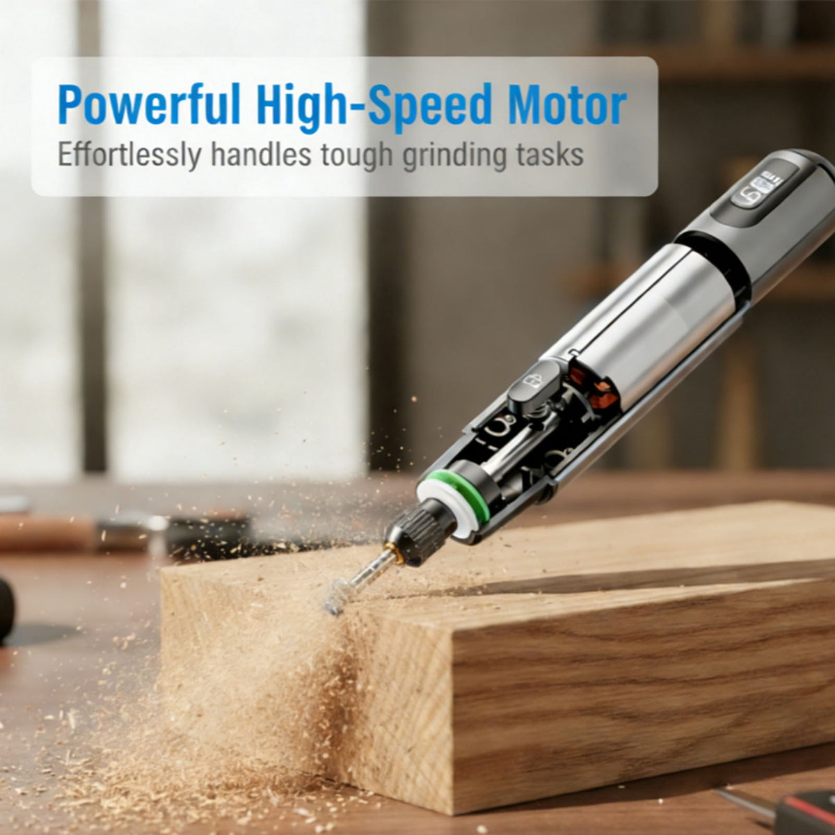 Cordless Rotary Tool Kit, Variable Speed 600-15000 RPM with Digital Display, Electric Grinding Pen for Sanding Carving Polishing, Type-C Portable Power Tool for DIY Woodworking Jewelry Model Making