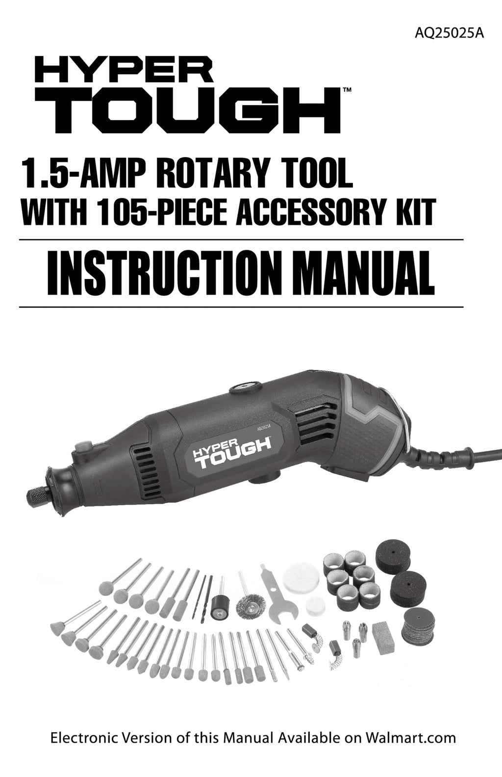 Hyper Tough 1.5 Amp Corded Rotary Tool, 120V Variable Speed with 105 Accessories and Storage Case