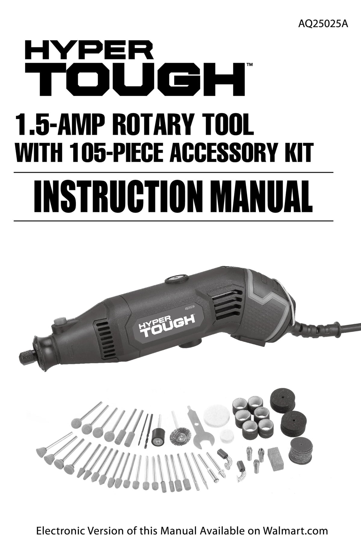 Hyper Tough 1.5 Amp Corded Rotary Tool, 120V Variable Speed with 105 Accessories and Storage Case
