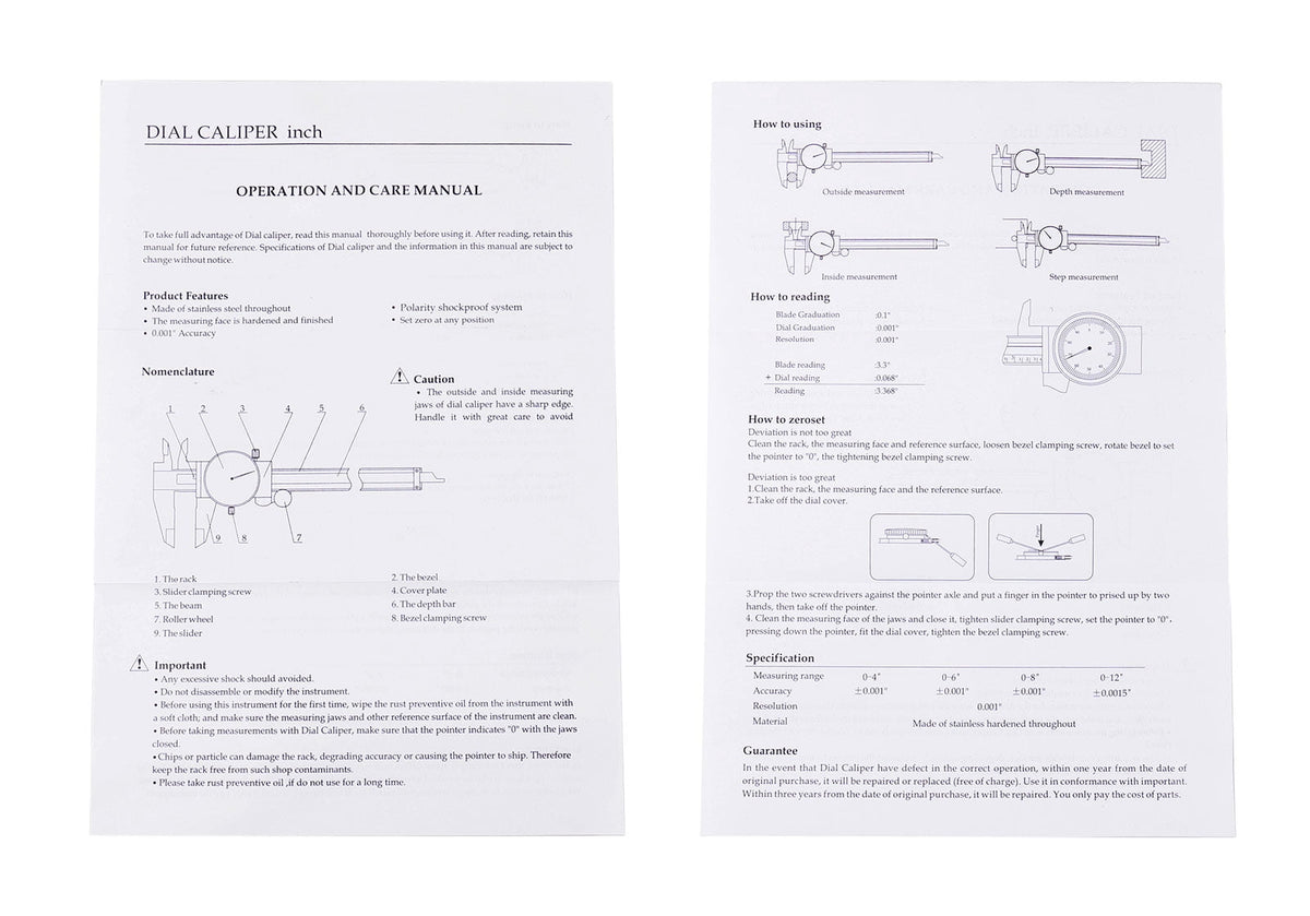Accusize 0-12 inch by 0.001 inch Precision Dial Caliper, Stainless Steel, in Fitted Box, P920-S212