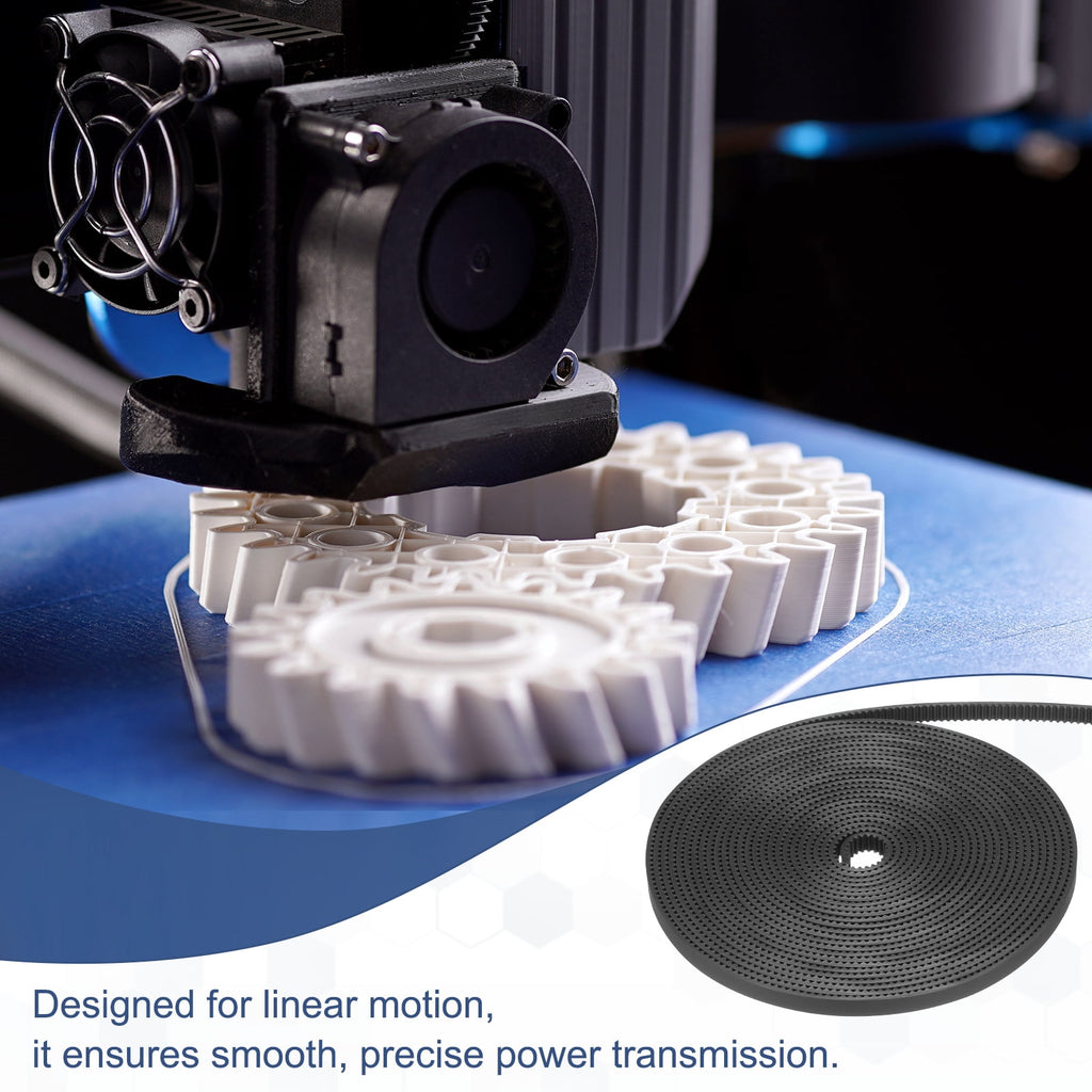 Uxcell Polyurethane PU Fiber Cord 2GT Timing Belt 6x5000mm 2mm Pitch 2mm Thick Black Open Loop Pulley Timing Belt for 3D Printer