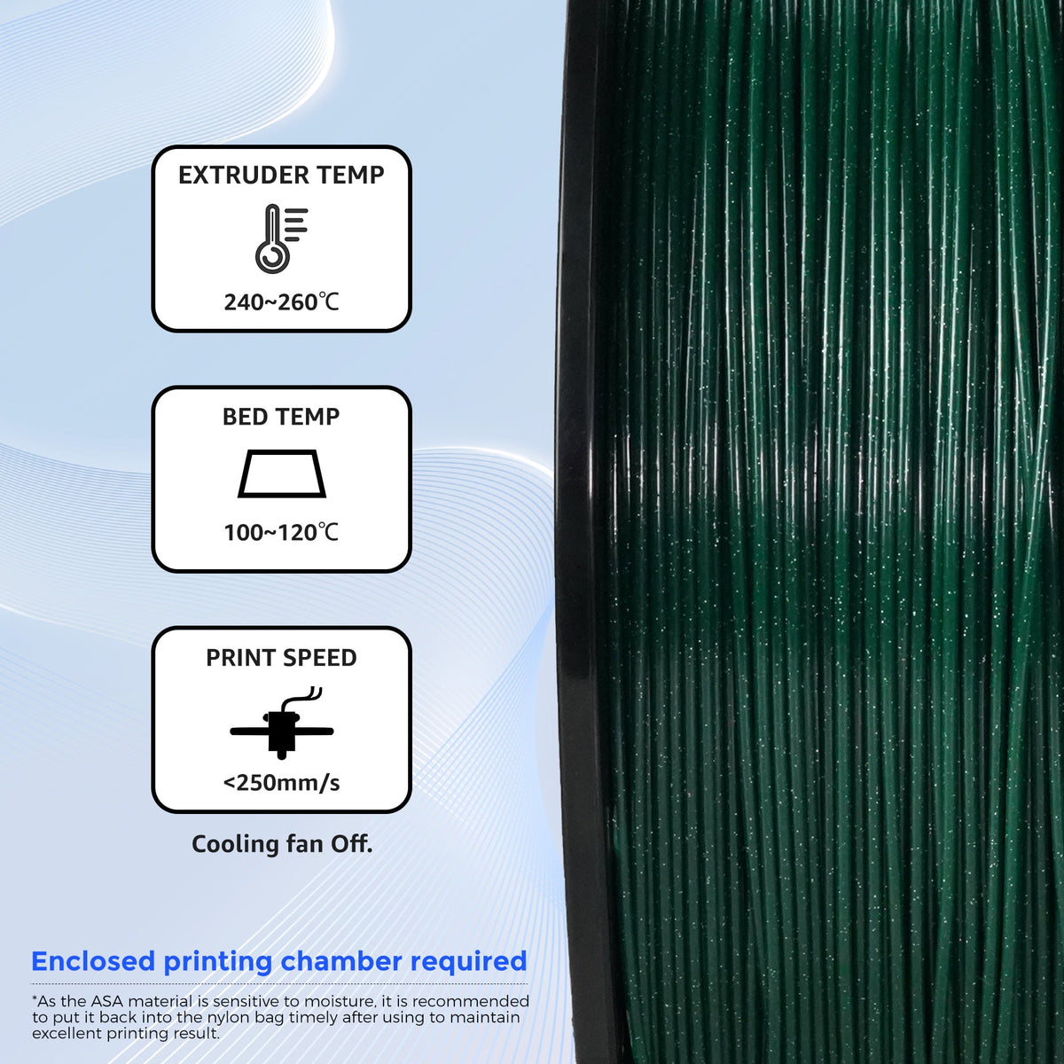 Flashforge ASA Filament 1.75mm, 1KG/2.2lbs ASA 3D Printer Filament, Burnt Titanium