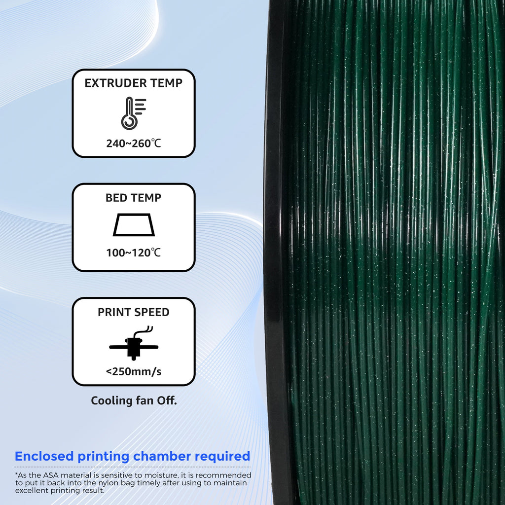 Flashforge ASA Filament 1.75mm, 1KG/2.2lbs UV Resistant ASA 3D Printer Filament with Satin Finish, Natural