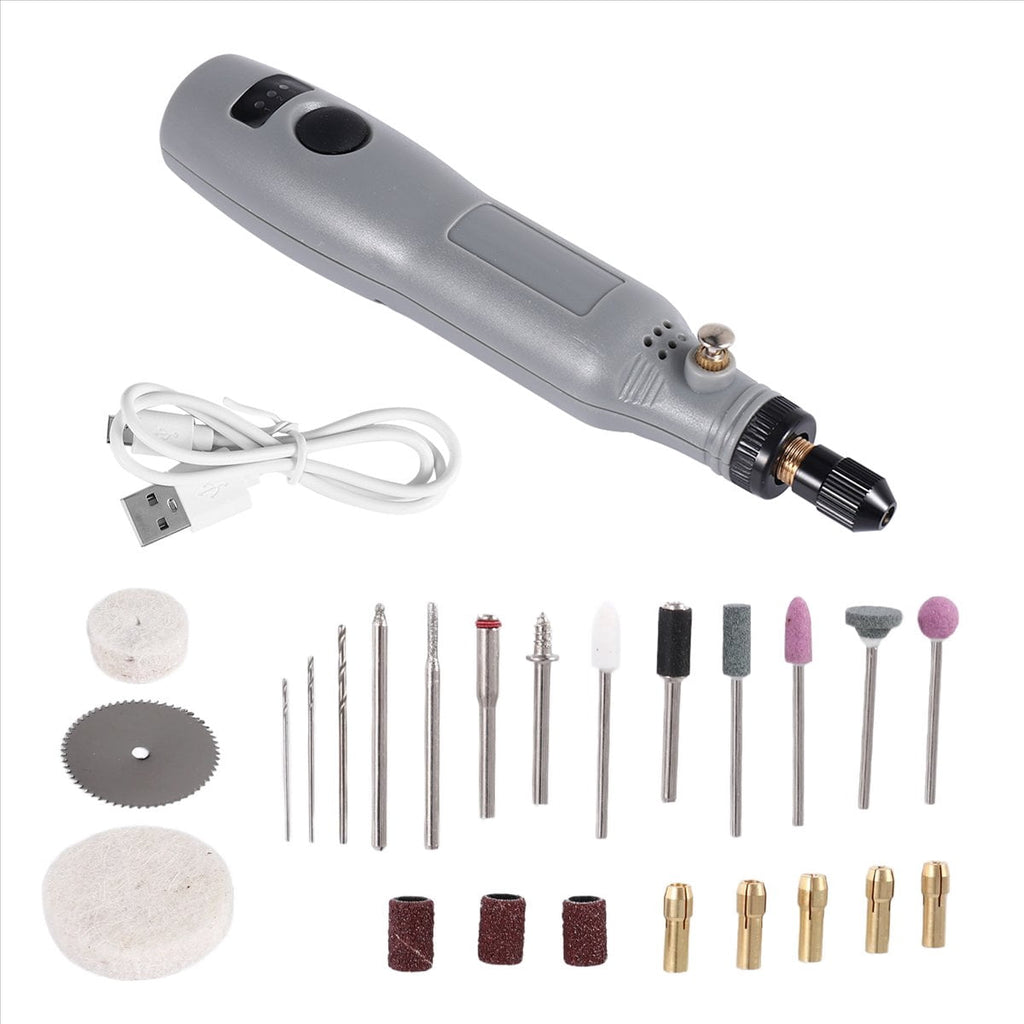 10W Hobby Craft Mini Drill Grinder Rotary Tool Set Modeling Polishing Drilling - Grey