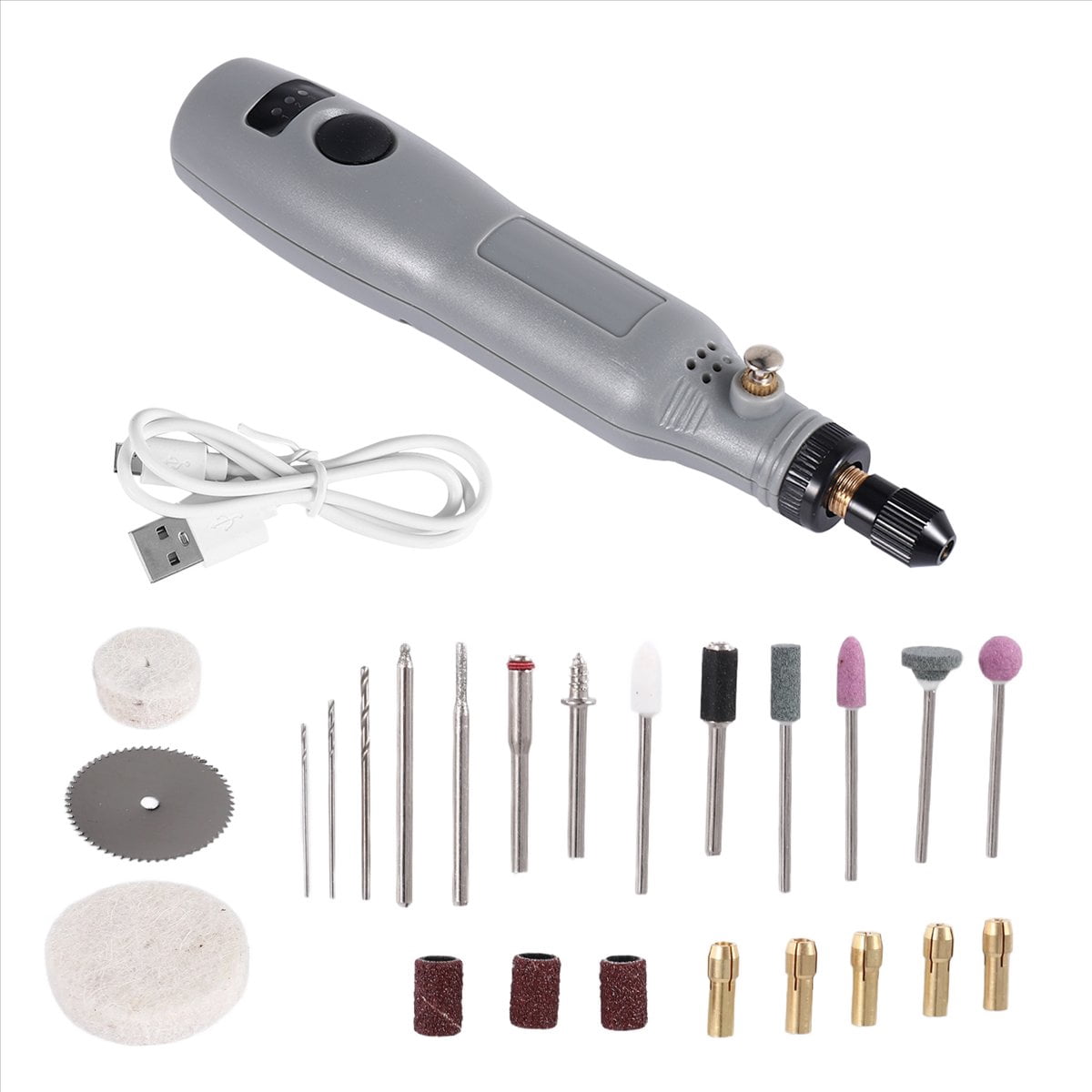 10W Hobby Craft Mini Drill Grinder Rotary Tool Set Modeling Polishing Drilling - Grey