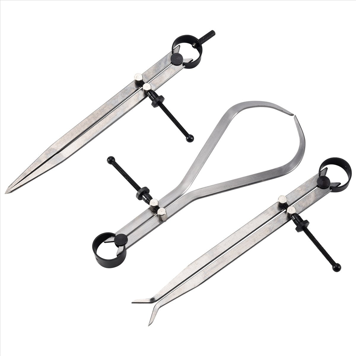 Spring Inside Outside Divider Caliper Set 8-Inch Machinist Tools 3-Pack,3 * Spring inside and outside calipers,Silver