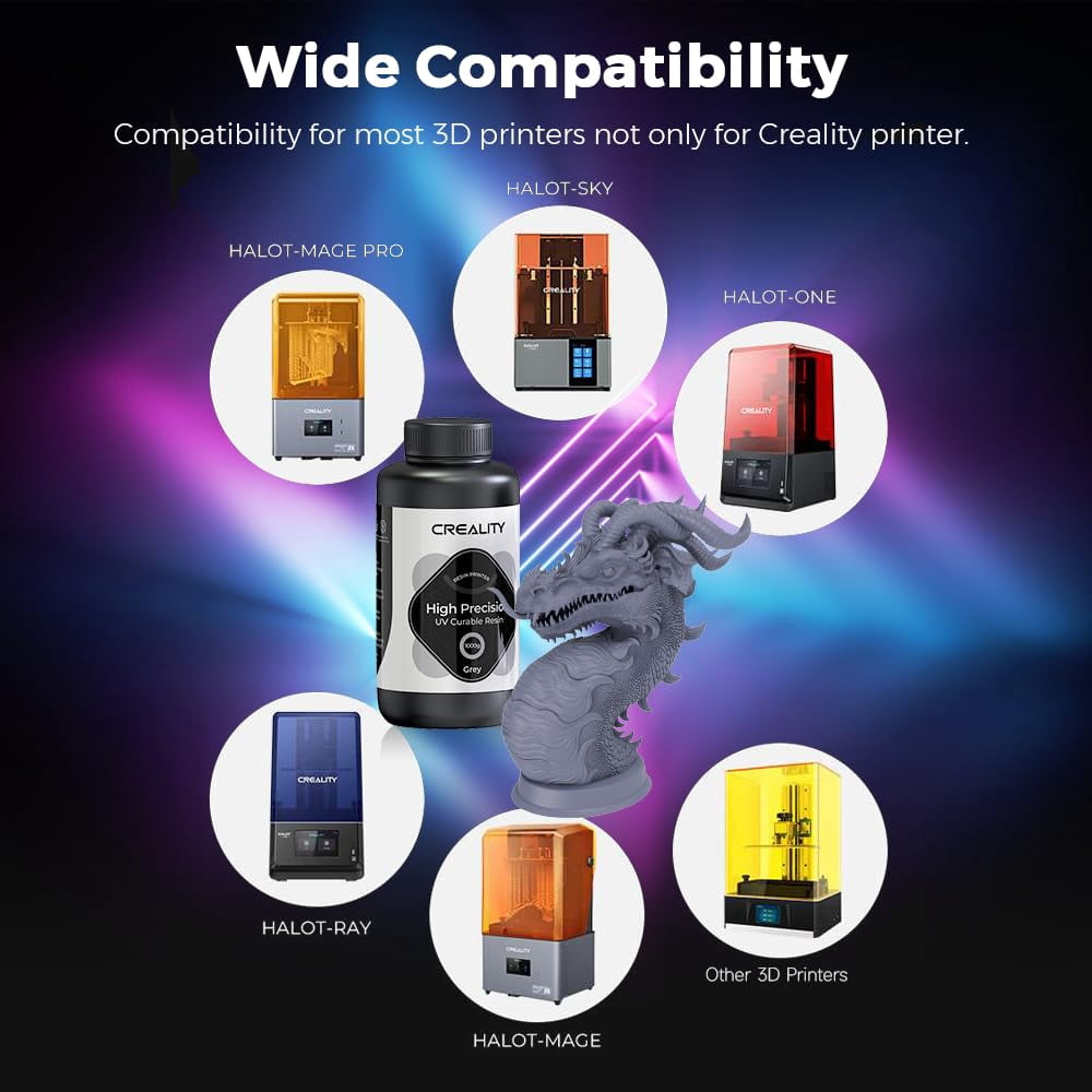 Official 8K 3D Printer Resin，1kg High Precision 405nm UV-Curing Resin Low Shrinkage, Excellent Fluidity Standard Photopolymer Resin for LCD DPL 3D Printing, Blue