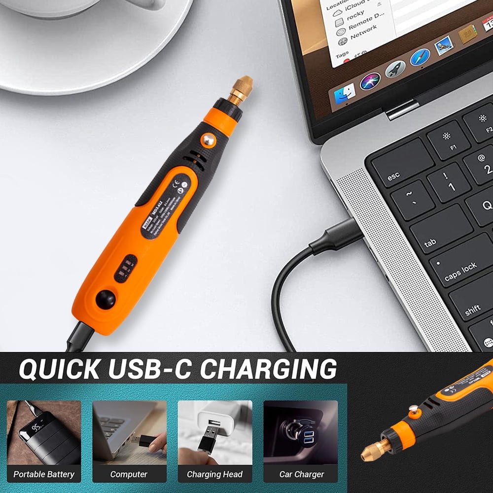 INTELIVE 57pcs Cordless Rotary Tool, Polishing Grinder Tool Kit, 3-Speed Electric Grinder Set, Multi-Purpose Rotary Tool for Sanding Polishing Drilling Etching Engraving Cutting Jewelry DIY