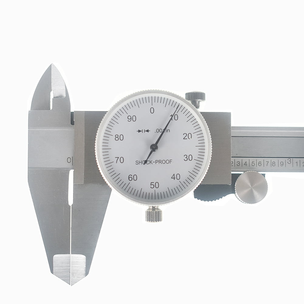 findmall 6" Dial Caliper 0.001 Stainless Steel Shockproof 4-Way Measurement with Plastic Case
