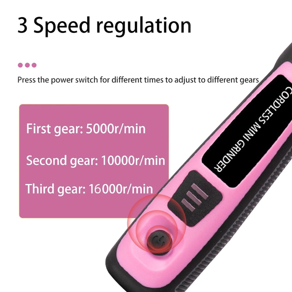 INTELIVE 50pcs Mini Cordless Rotary Tool Set, 16000RPM Cordless Electric Grinder Set Kit, Lightweight Mini Grinder with 3 Speeds for Curving DIY Cutting Crafting Work, Pink