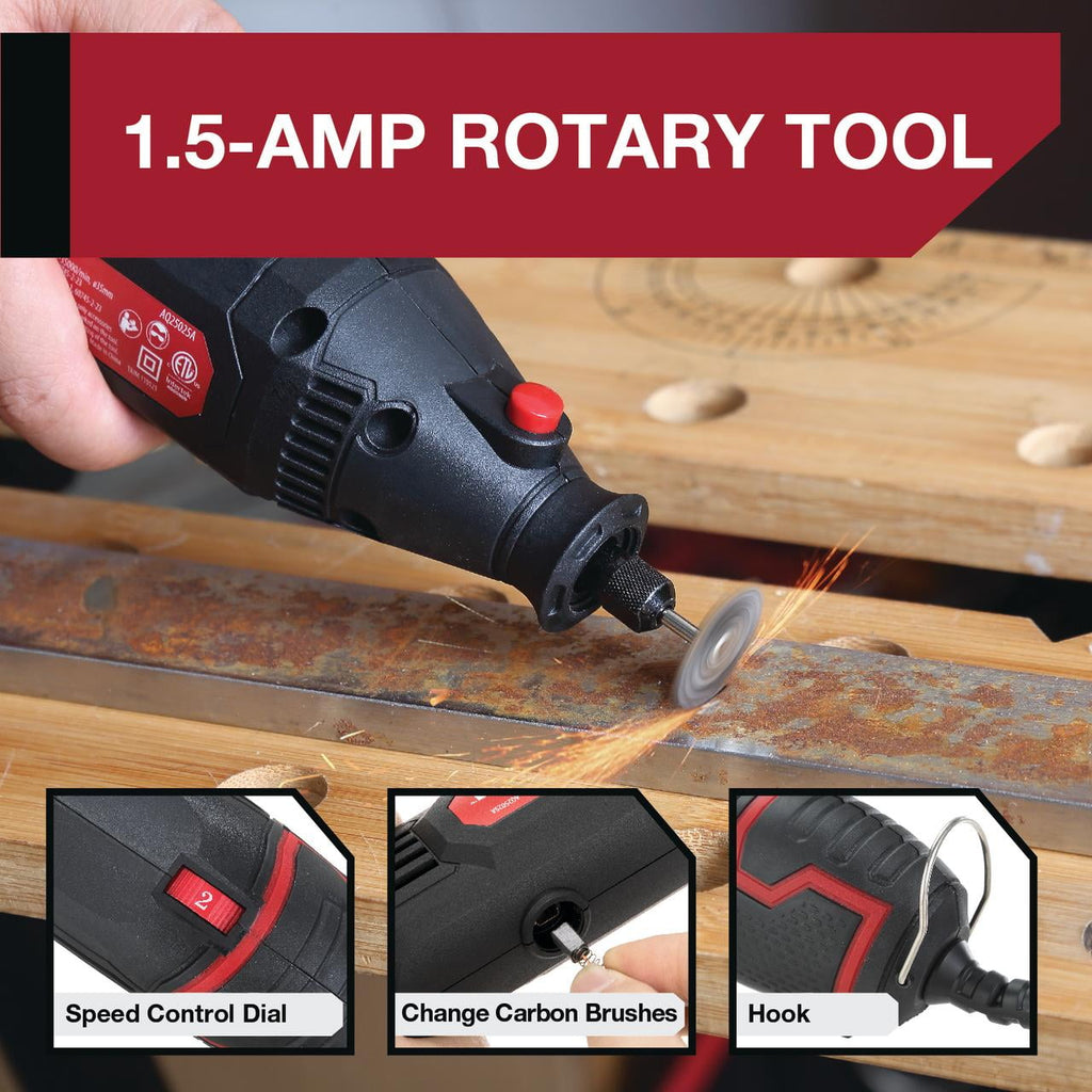 Hyper Tough 1.5 Amp Corded Rotary Tool, 120V Variable Speed with 105 Accessories and Storage Case