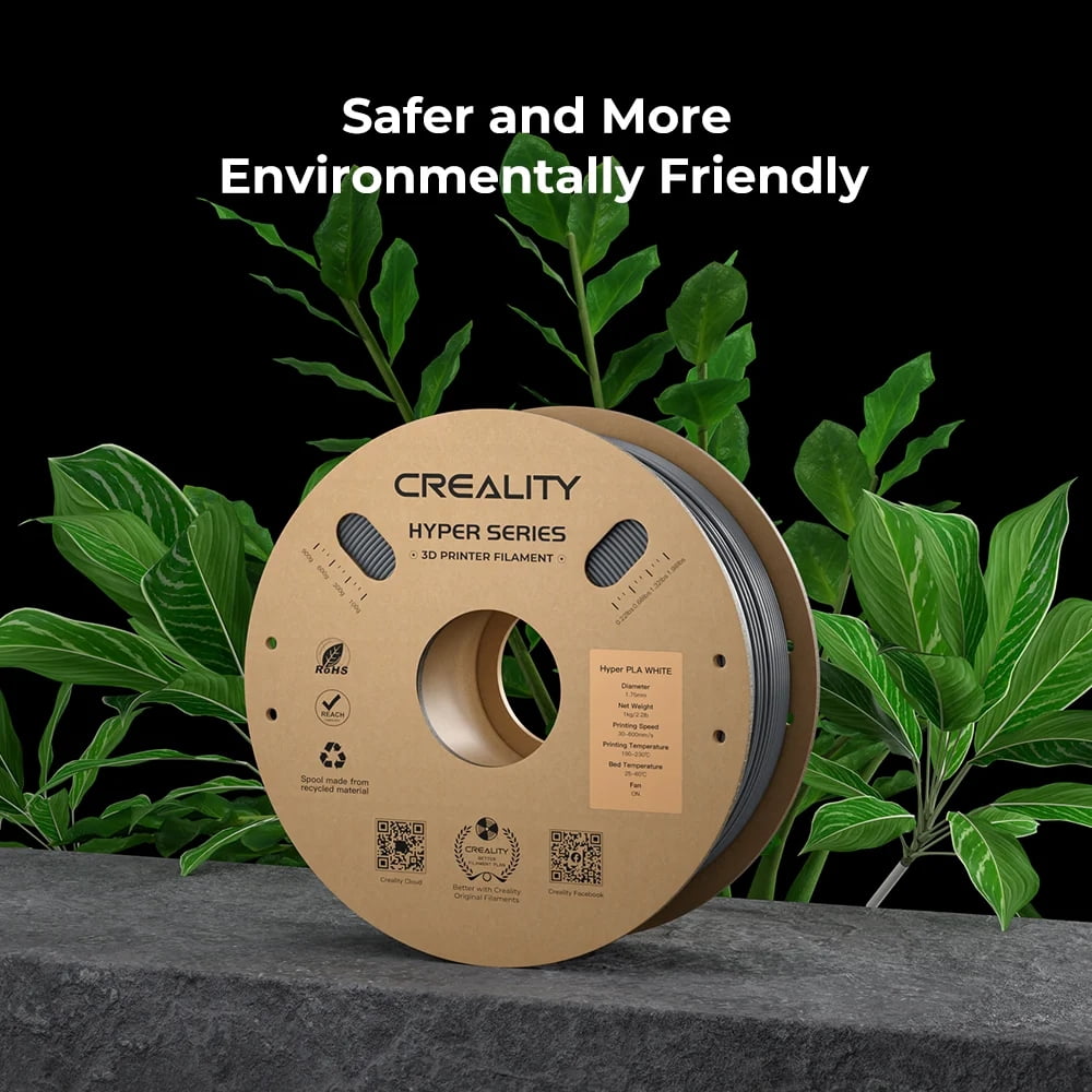 Creality Hyper ABS Filament 3D Printer Filament 1.75mm 350mm/s High-Speed Printing Dimensional Accuracy ± 0.05 mm 2.2lbs Compatible with Most 3D Printers, White
