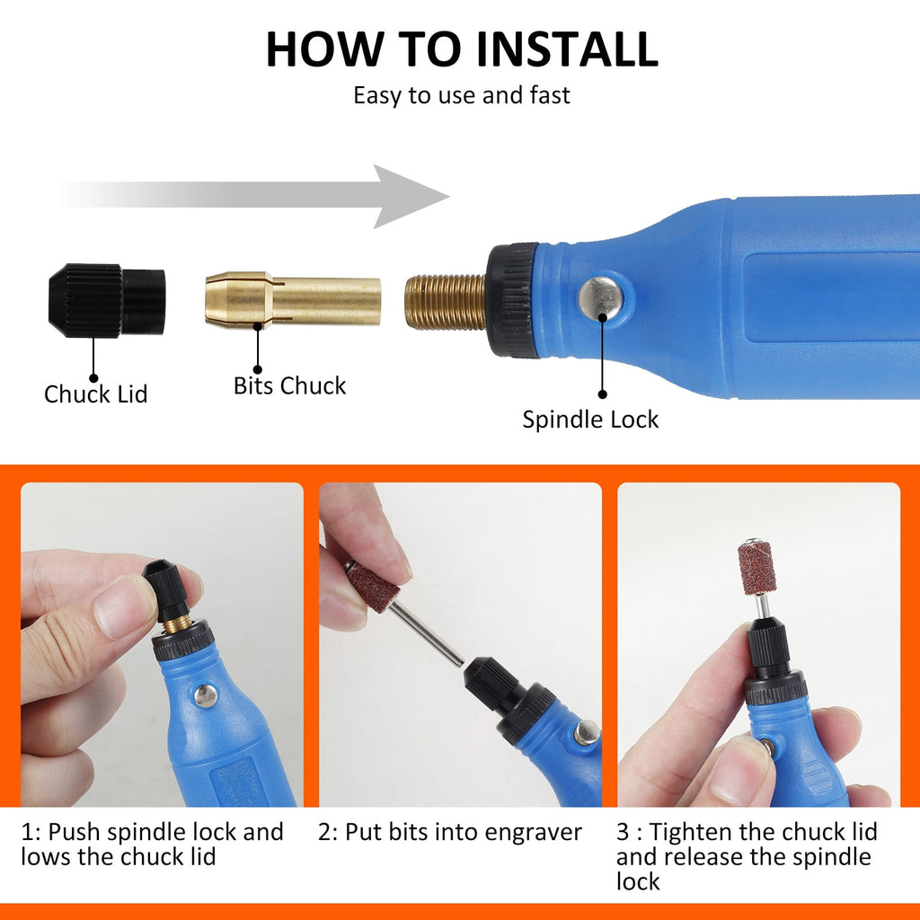 BUTORY Cordless Rotary Tool Adjustable Speed Mini Electric Grinder Rechargeable Handheld Engraving Pen with 5 Speed and LED Light for Sanding Polishing Drilling Carving