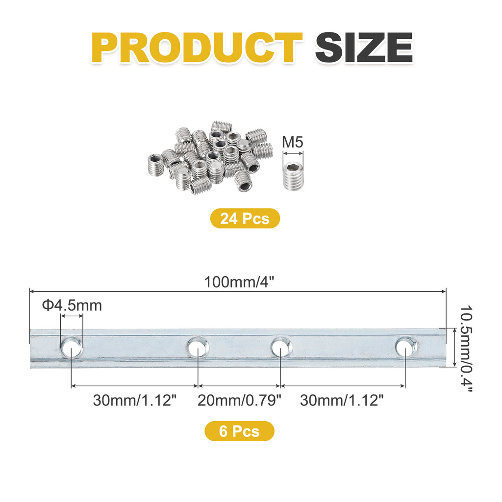 Uxcell 6 Set 2020 Straight Line Inside Connector, Silver Joint Bracket for 3D Printer