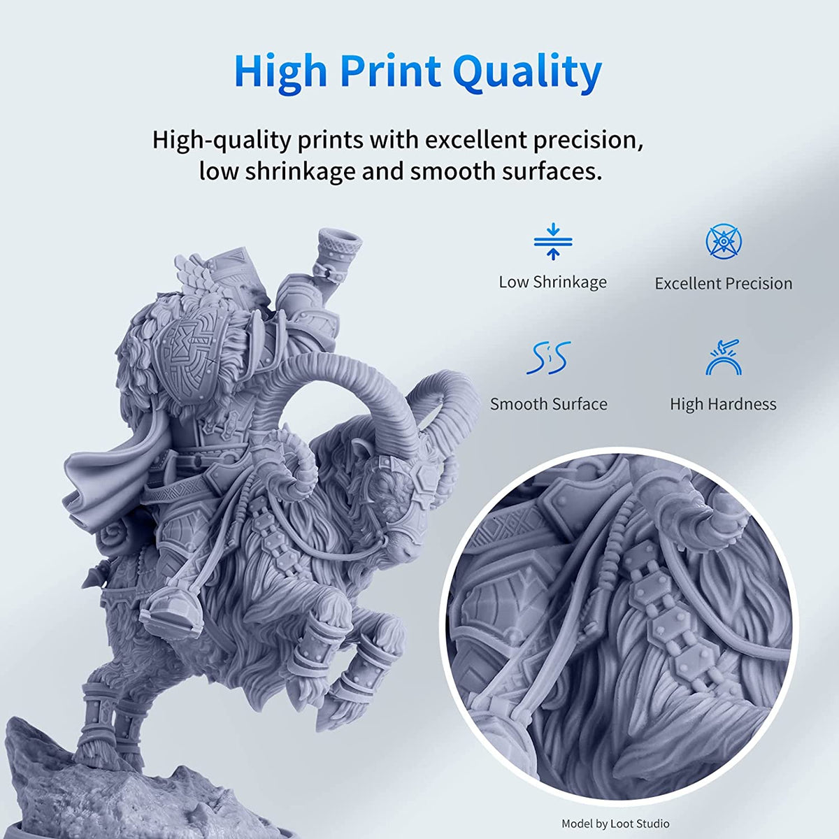 ANYCUBIC Water-Wash Resin For LCD 3D Printer High Precision Low Odor Low Viscosity 3D Printing Standard Photopolymer(Gray 2kg)