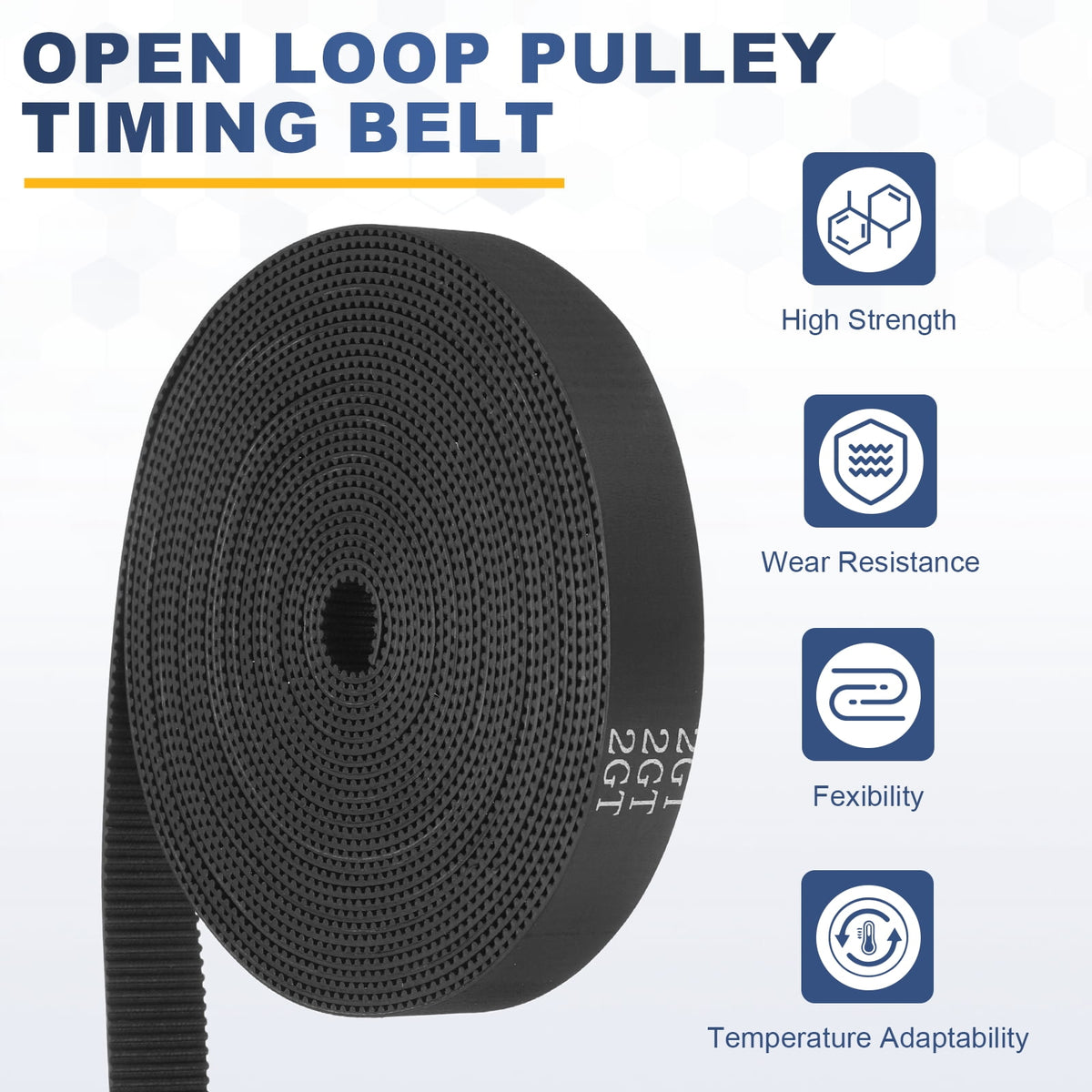 Uxcell Rubber 2GT Timing Belt 15x5000mm 2mm Pitch 2mm Thick Black Open Loop Pulley Timing Belt for 3D Printer