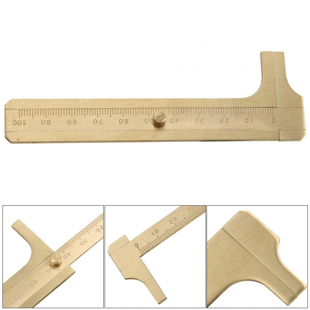 BIMZUC Brass Vernier Caliper 3.94 inches / 10 cm Pocket Measuring Tool for Jewelry Woodworking Crafts and Stones