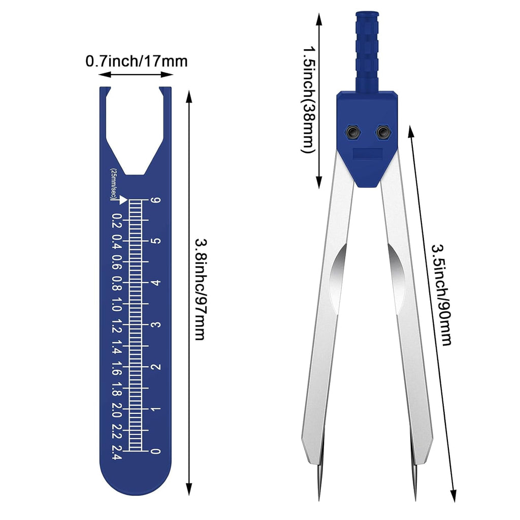 8 Pieces EKG Caliper ECG Calipers Measuring Tool with Ruler Electrocardiogram Drafting Divider for Nursing (Blue)