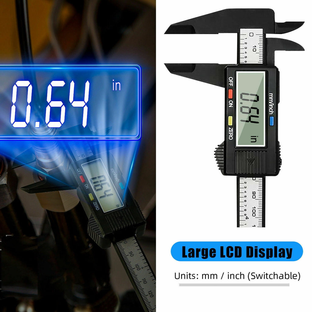 LCD Digital Caliper Electronic Gauge Carbon Fiber Vernier Micrometer Ruler 6inch