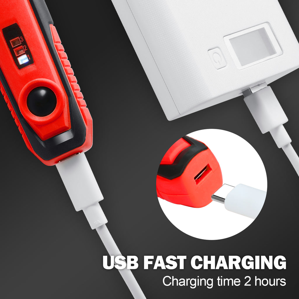 DNA Motoring TOOLS-00221 Red 48Pcs Mini Electric Cordless 3-Speed Polish Drill Rotary Grinder Tool Set With Charging Cable