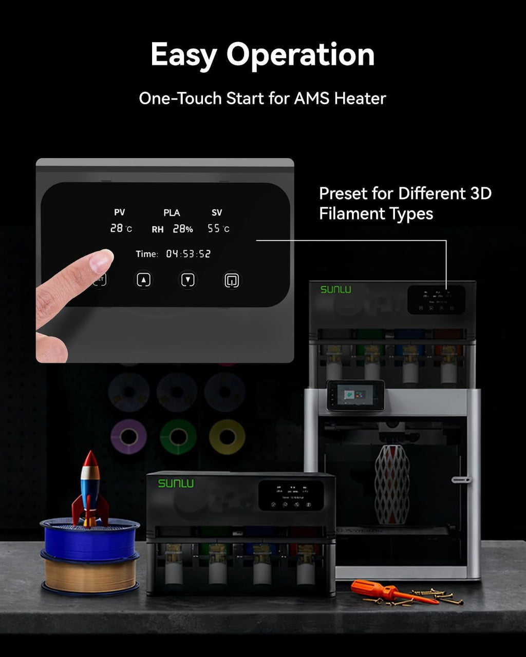 SUNLU AMS Heater, Filament Dryer Box for Bambu Lab AMS, Enables Drying while Printing,Easy to Use (AMS Not Included)