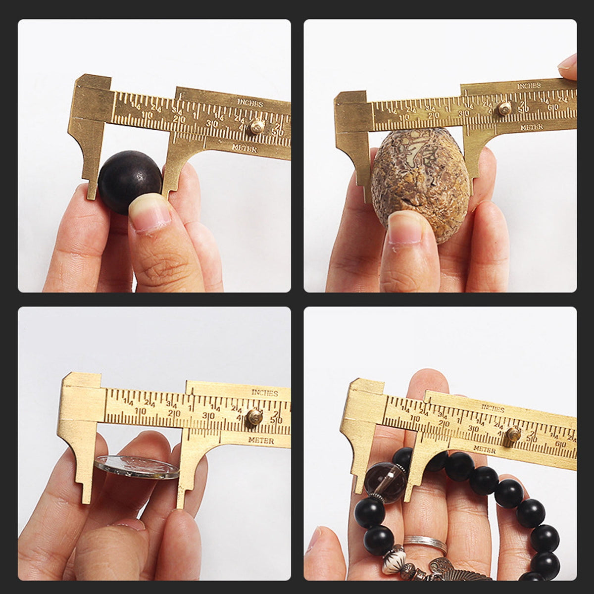 Pocket Brass Caliper - Dual Scale Vernier Gauge for Jewelry Making - Mini Measuring Tool for Beads, Rings & Wire - Precision Metal Ruler for Jewelers & DIY Craft Projects