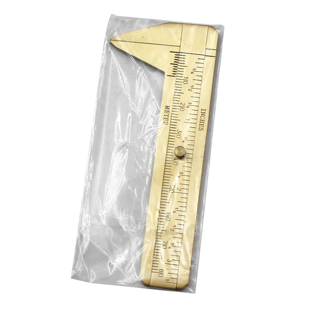 RABBITH Brass 80mm Sliding Metric and Inch Mini Caliper Gauge Retro Vernier Caliper Bead Wire Jewelry Measuring Tool Golden