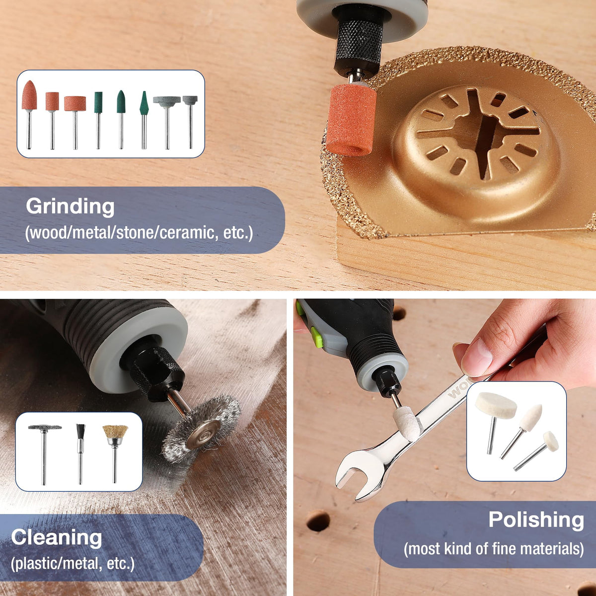 Woldsatr 516PCS Rotary Tool Kit, 1/8-in Shank, Sanding, Grinding, Carving, Polishing, Drilling, Storage Case