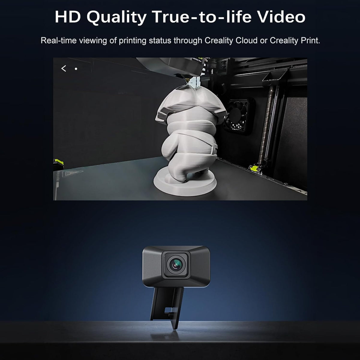 Creality Official K1 AI Camera, HD Quality, AI Detection, Time-Lapse Filming, Real-time Viewing, Easy Install, Keen Watch to Reduce Waste of Filaments, K1/K1 MAX 3D Printer Accessory, Black