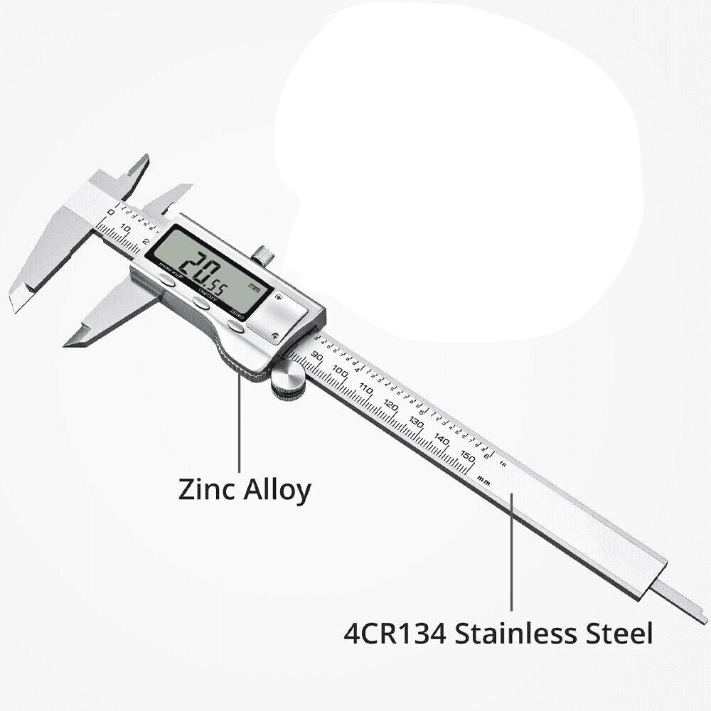 SJPACK 6" 150mm Stainless steel Digital Caliper Micrometer LCD Gauge Vernier Electronic Measuring Tool Silver with Case