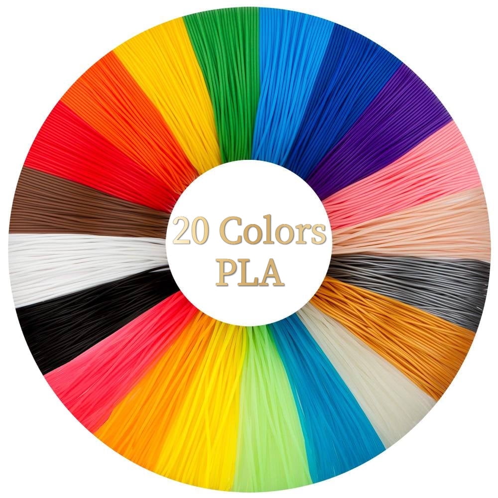 3D Pen PLA Filament Refills, 20 Colors Support for All 1.75mm 3D Printer / 3D Pen, 10 Feet Each Color, Total 200Ft 3D Printing Material (3M Each Color)