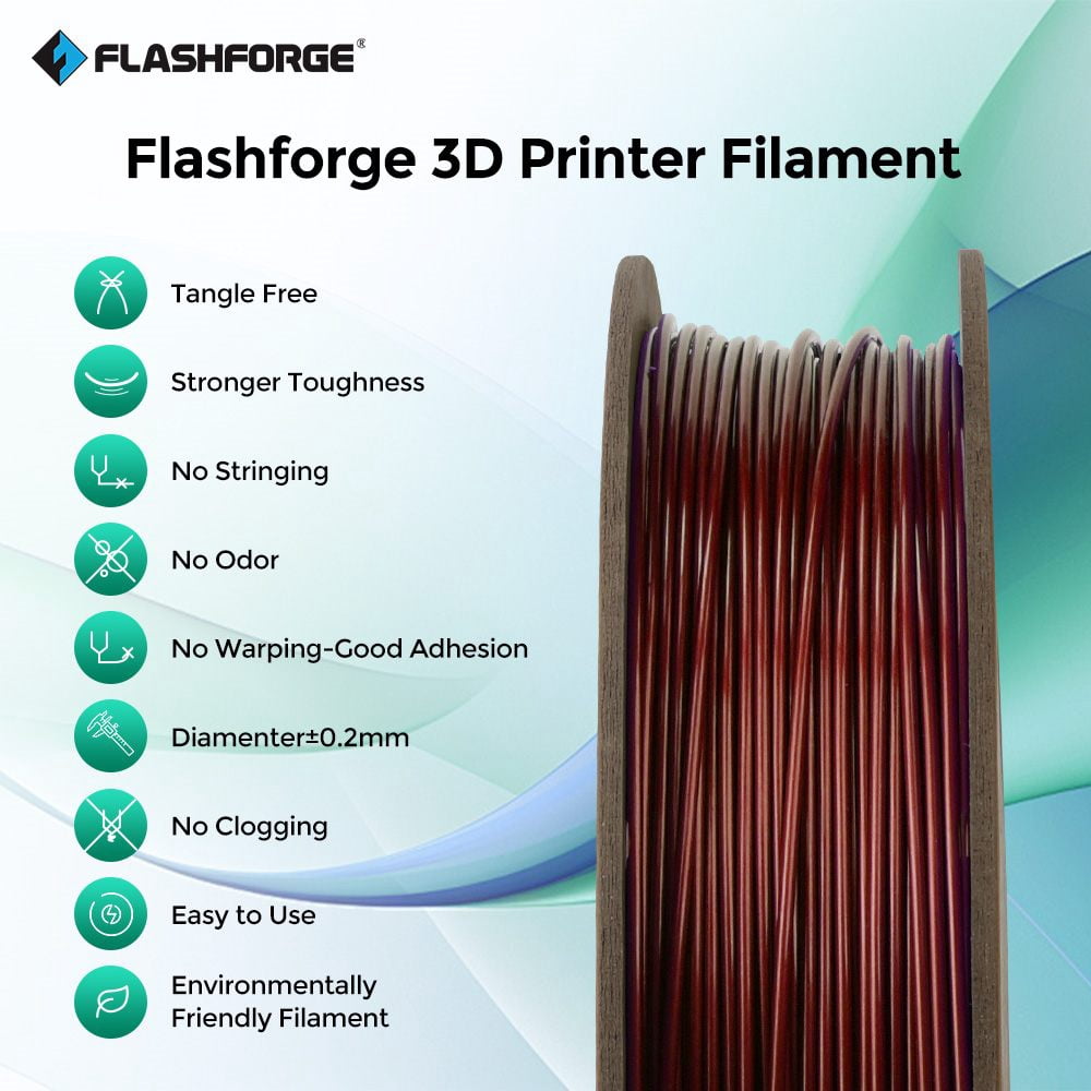 Flashforge PETG Filament 1.75mm, 1KG/2.2lbs PETG 3D Printer Filament, Burnt Titanium