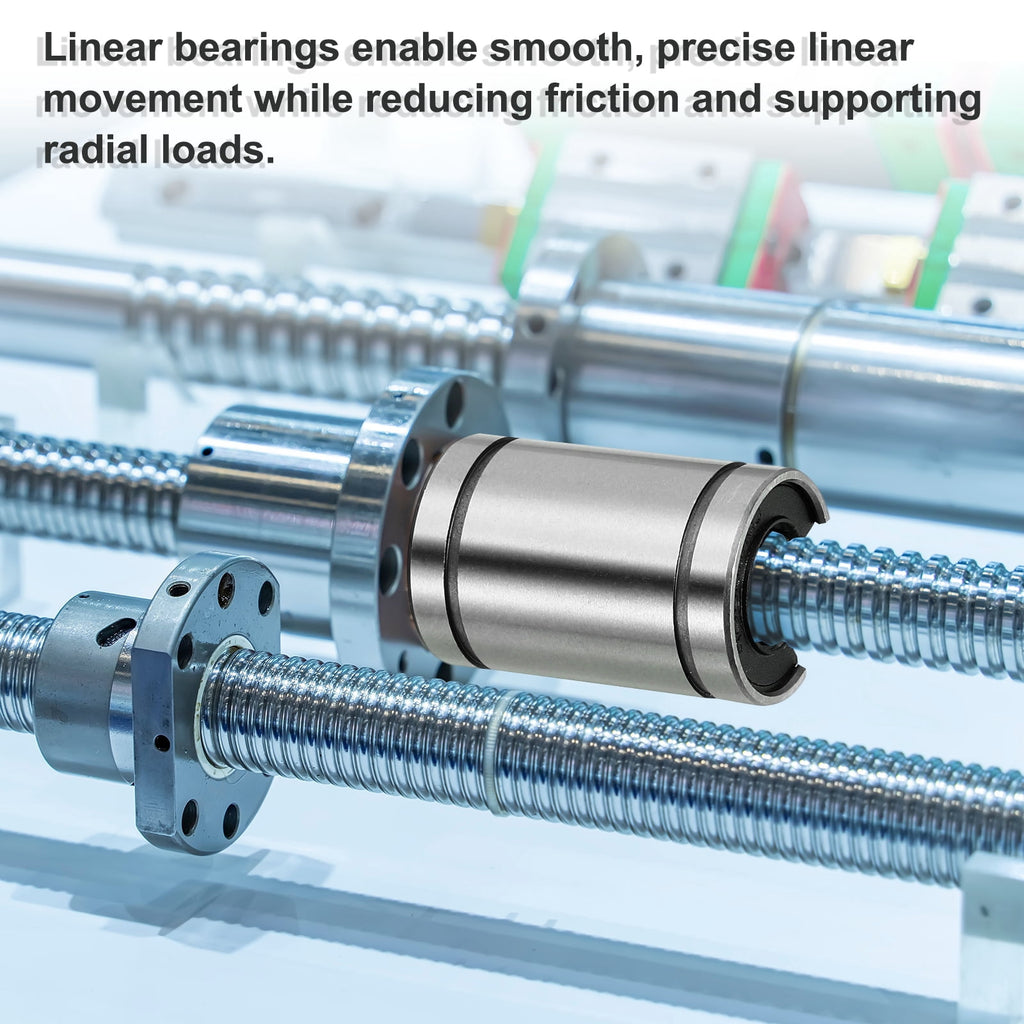 Uxcell 2 Pcs LM16UUOP Open Type Linear Ball Bearings, 12mm Bore Dia 21mm OD Linear Motion Bushing with Double Side Rubber Sealed for CNC Machine 3D Printer, Silver