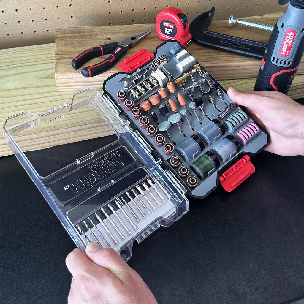 Hyper Tough 200-Piece Universal Rotary Accessory Kit in Click Fit Case