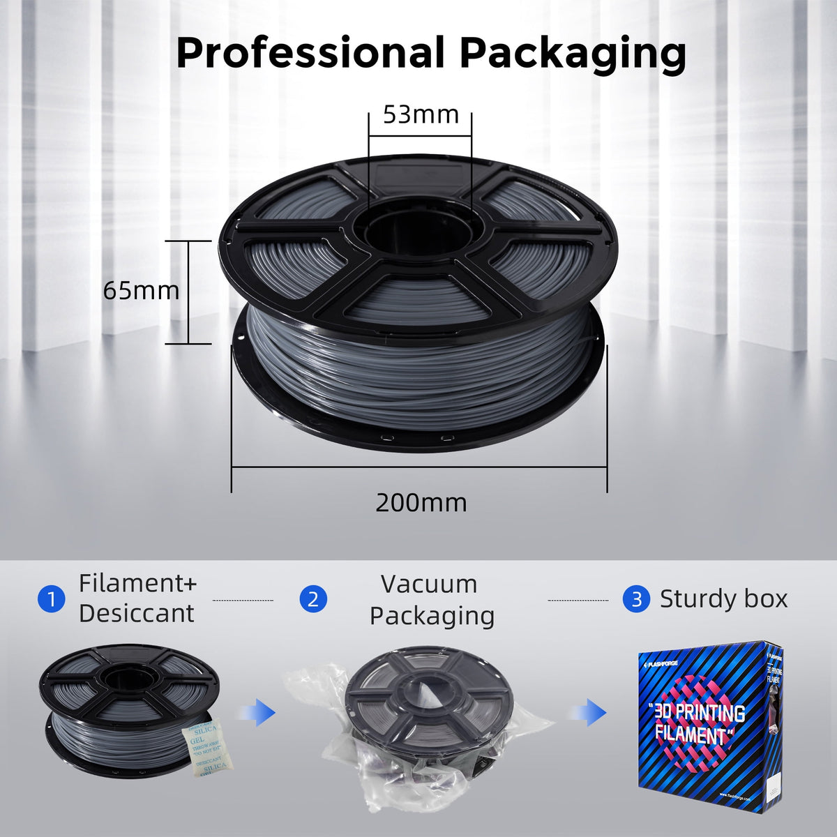 Flashforge PLA Filament 1.75mm, 1KG/2.2lbs PLA 3D Printer Filament, Blue