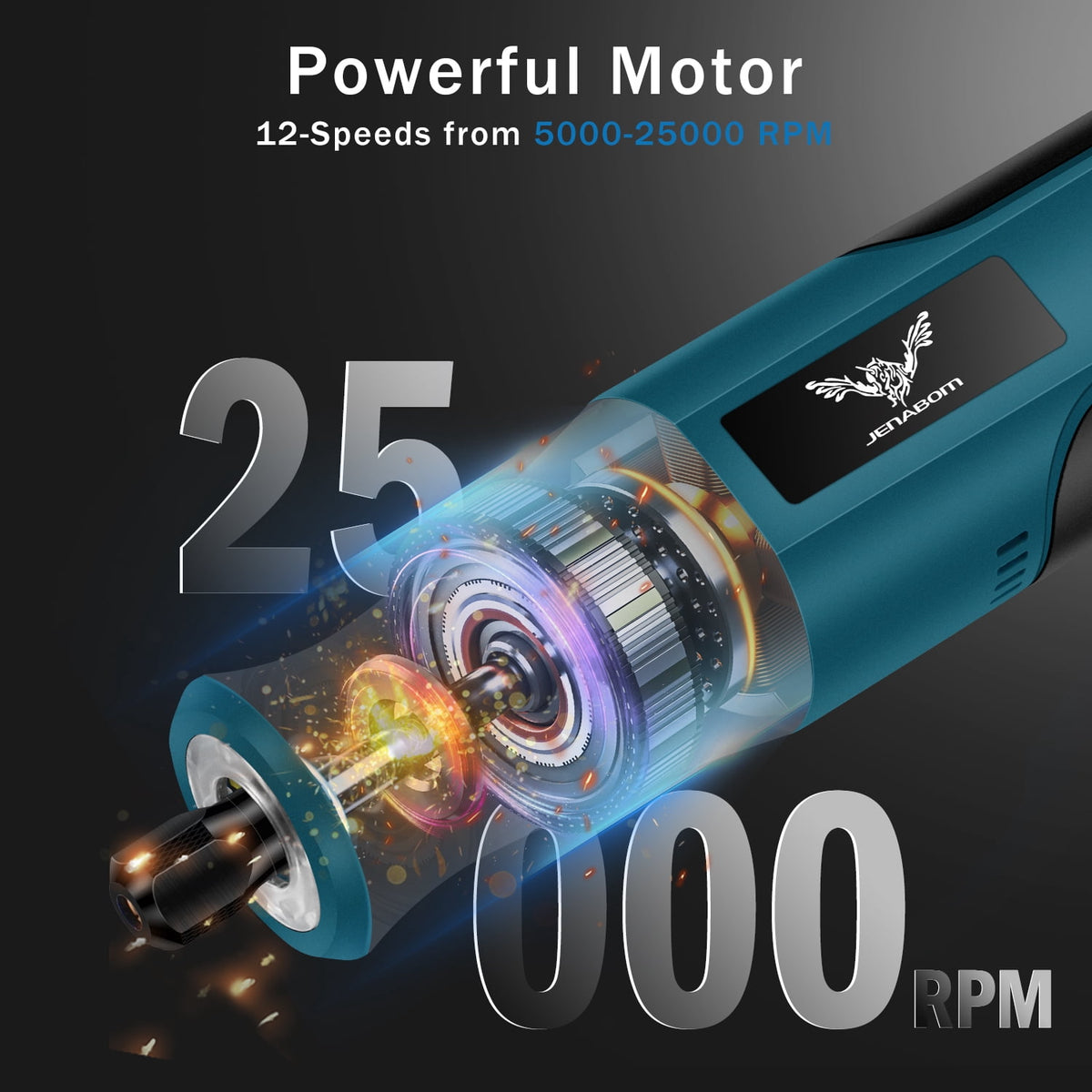 JENABOM 58 in 1 Mini Cordless Rotary Tool, 3.7V Electric Rotating Tool , LED Lights, 5-Speed and USB Charging, Used for Polishing, Carving, and DIY （Orange）
