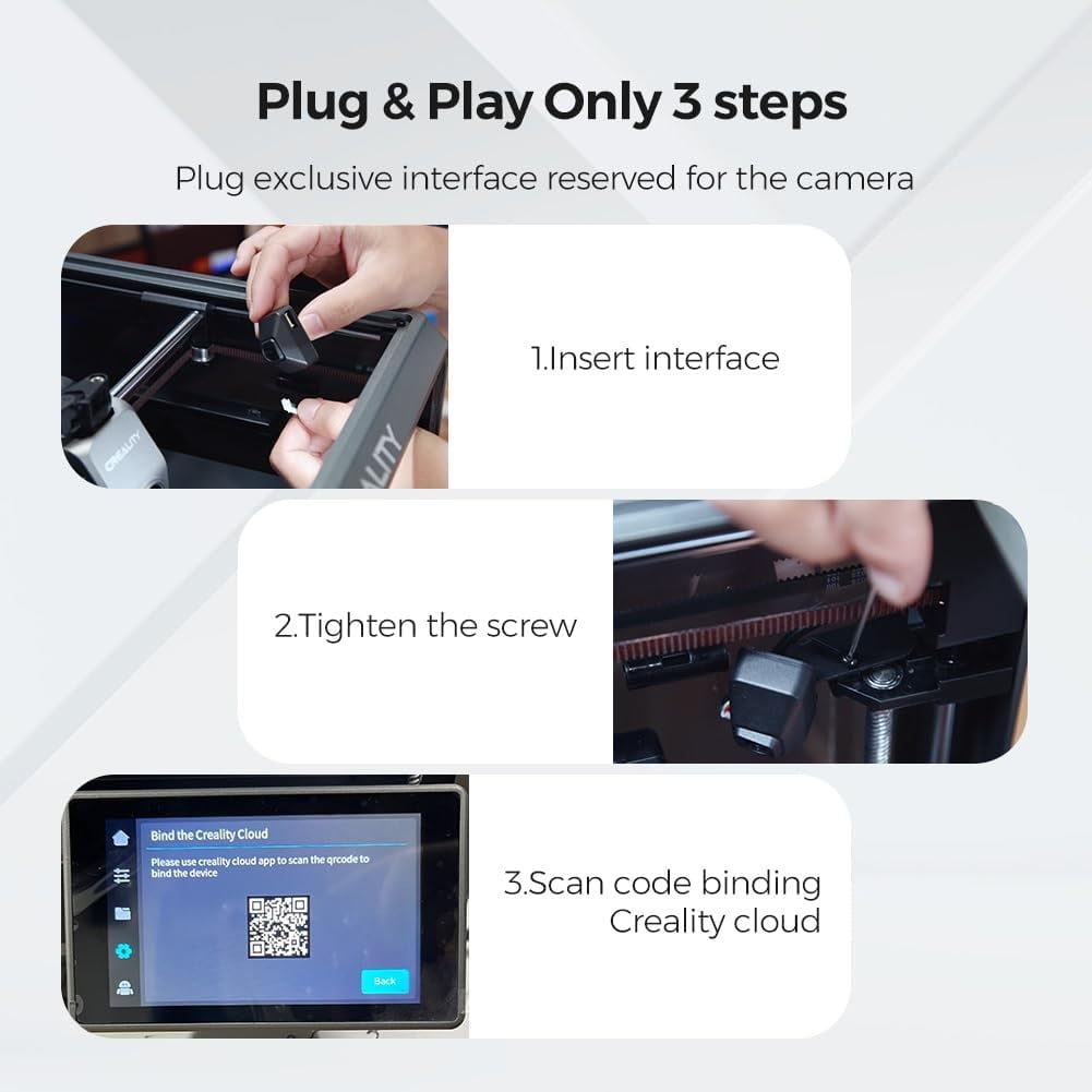Creality Official K1 AI Camera, HD Quality, AI Detection, Time-Lapse Filming, Real-time Viewing, Easy Install, Keen Watch to Reduce Waste of Filaments, K1/K1 MAX 3D Printer Accessory, Black