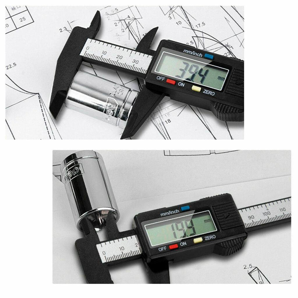 LCD Digital Caliper Electronic Gauge Carbon Fiber Vernier Micrometer Ruler 6inch