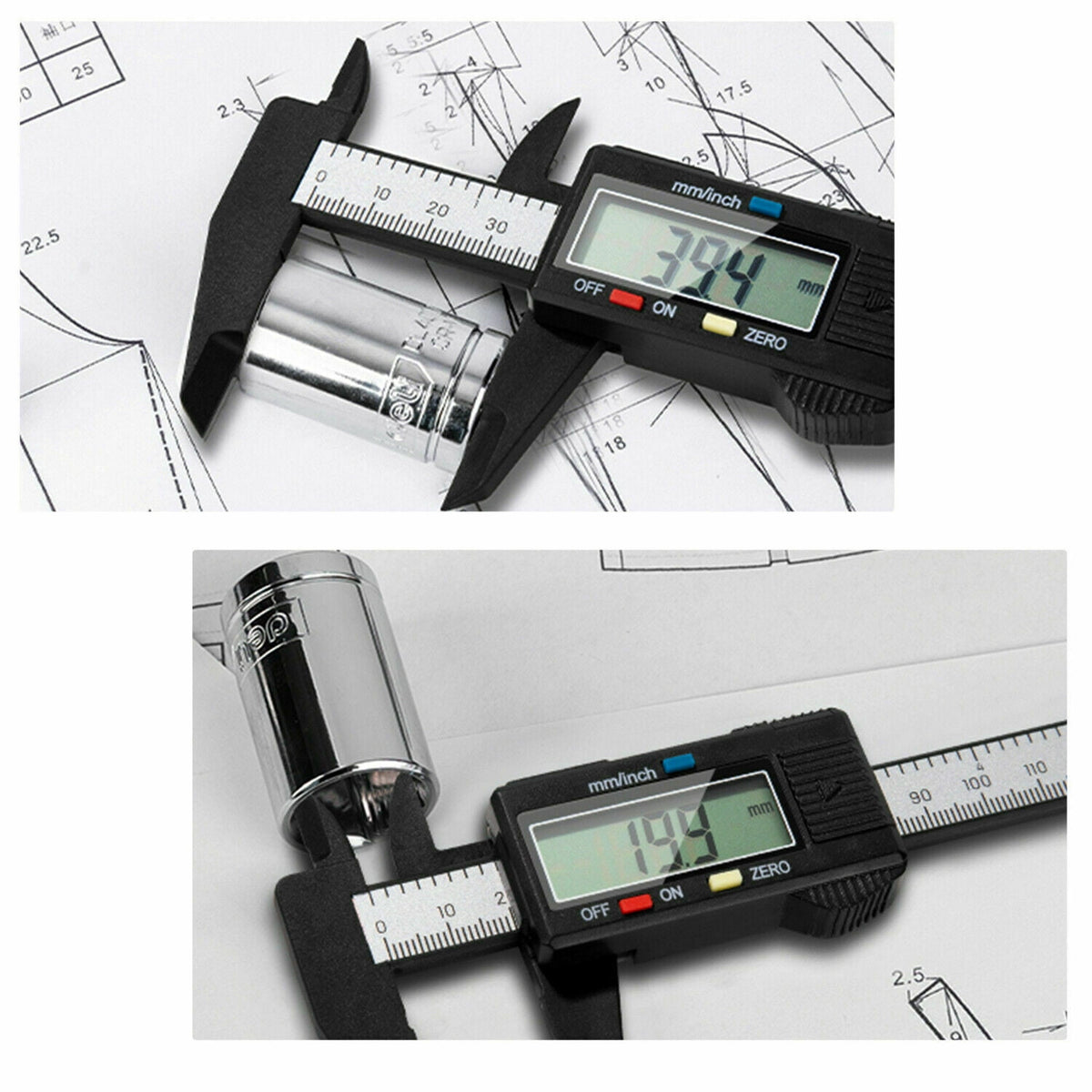 LCD Digital Caliper Electronic Gauge Carbon Fiber Vernier Micrometer Ruler 6inch