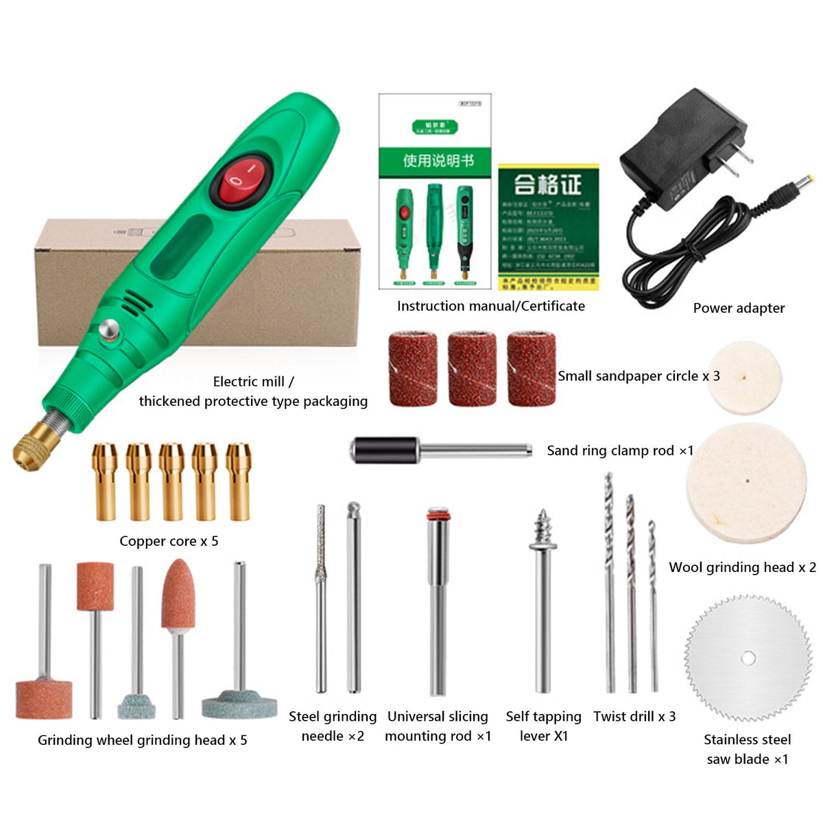 Mini Grinder Tool Kit, Handheld Rotary Tool with Accessories for Polishing, Engraving, Sanding, Carving, Crafting, Woodworking, Metalworking, Jewelry Making, Home Repair and Hobby Projects